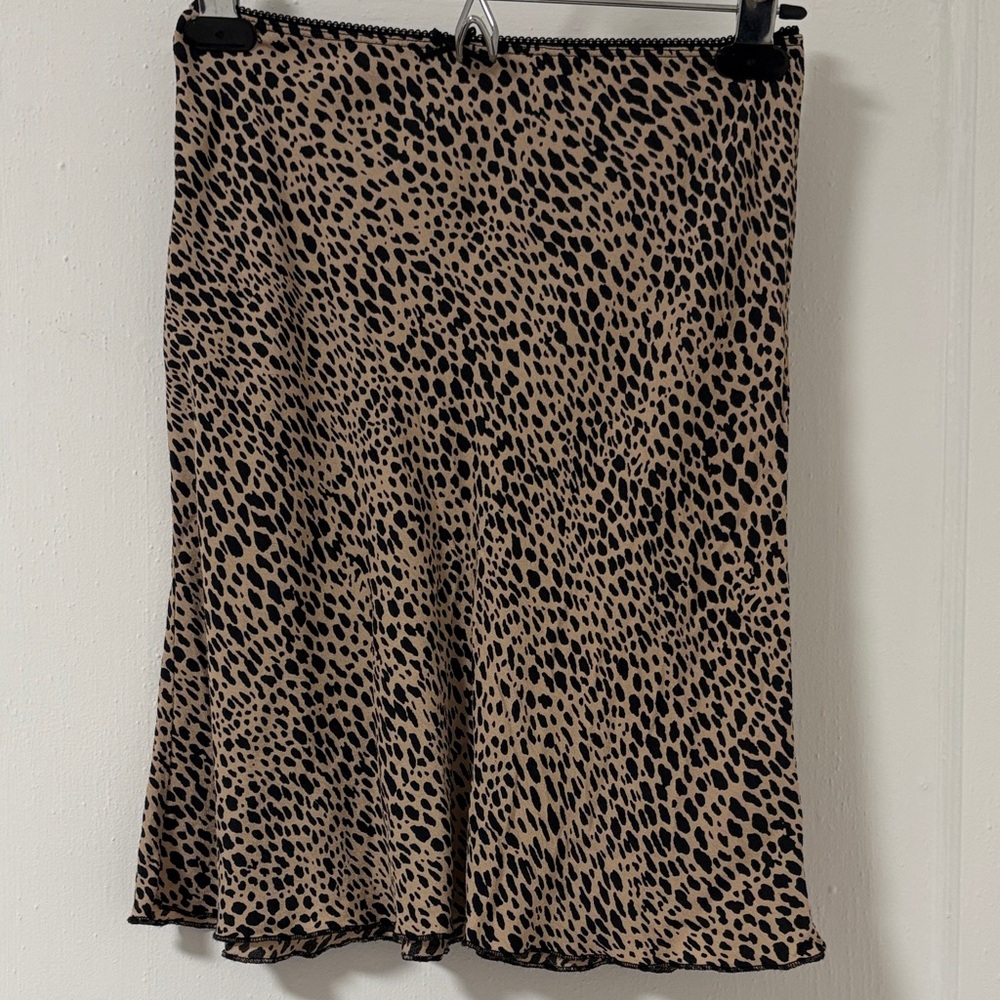 Leopard Print A-Line Midi Skirt in Tan and Black